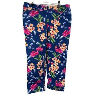 Lands’ End Women’s Floral Pants Size 10 Mid Rise Straight Leg Stretch Cotton‎
